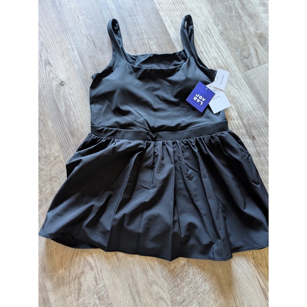 JoyLab Active Dress Womens XS Black NWT Built-in Shorts Cutout Back & Pockets
